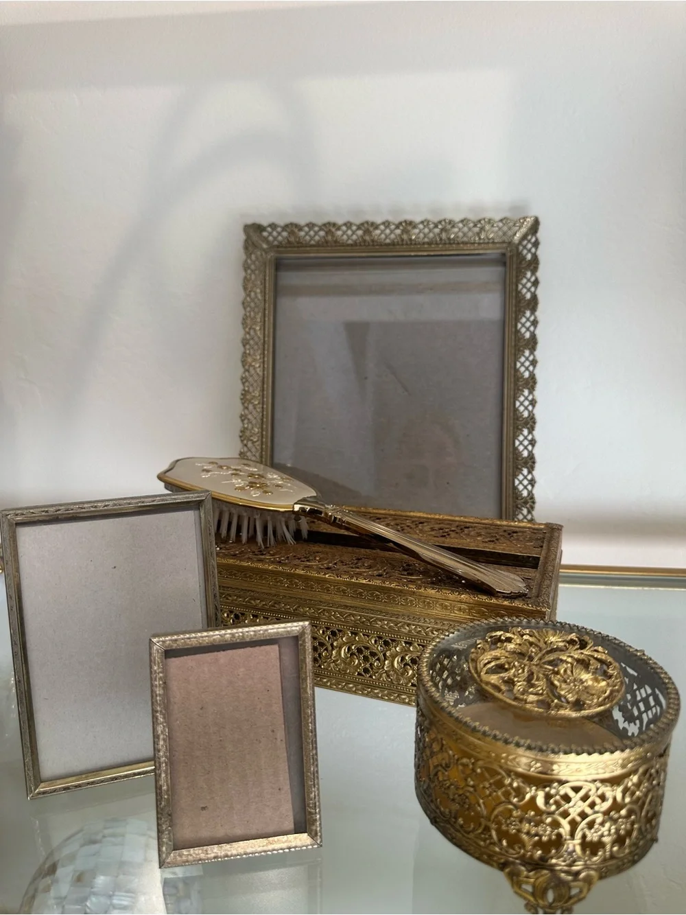 Vintage matson style Gold Decorative Vanity Set -